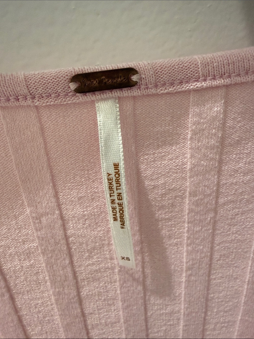 Free People Light Pink Ribbed Button-Front Top - Picture 2 of 4